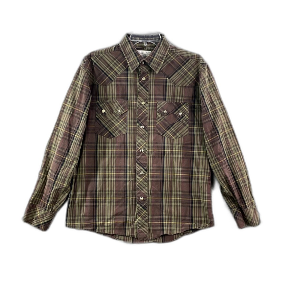 Cowboy Up Western Shirt Men's Large Plaid Rodeo Ranch Riding‎ Workwear Outdoor